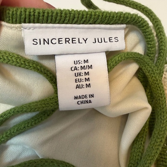 #162 Sincerely Jules Olive and Cream Striped Midi Dress. Great Condition - Picture 11 of 16